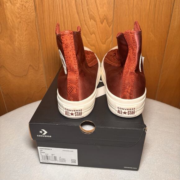 Converse Chuck Taylor All Star Lift Hi Red Lace Satin Women’s 10 A17485C - Picture 3 of 7